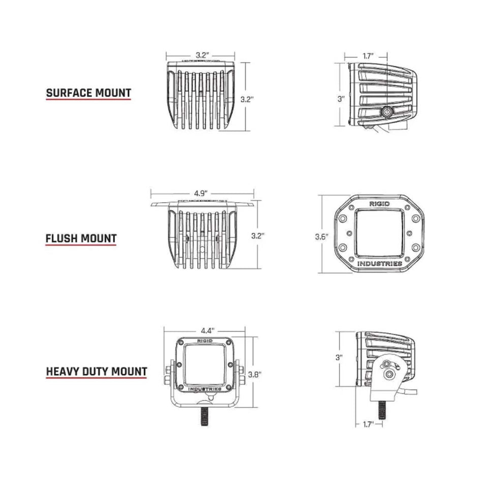 RIGID Industries D - Series Pro Dually Spot Surface Mount Pair - Midnight Edition - Get Tight Gear