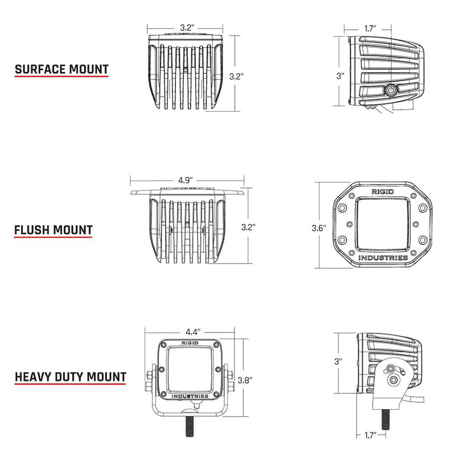RIGID Industries D - Series PRO Hybrid - Diffused LED - Pair - White - Get Tight Gear