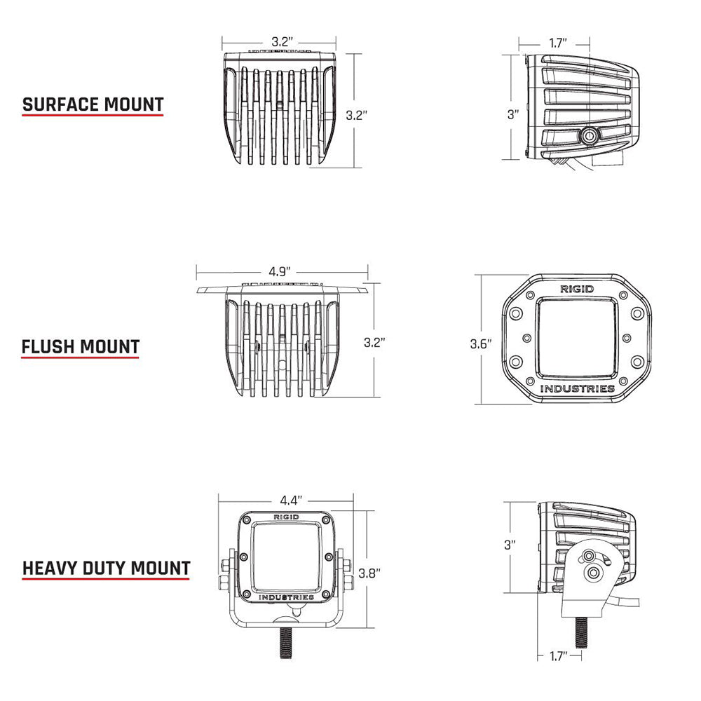 RIGID Industries D - Series PRO Hybrid - Flood LED - Pair - Black - Get Tight Gear