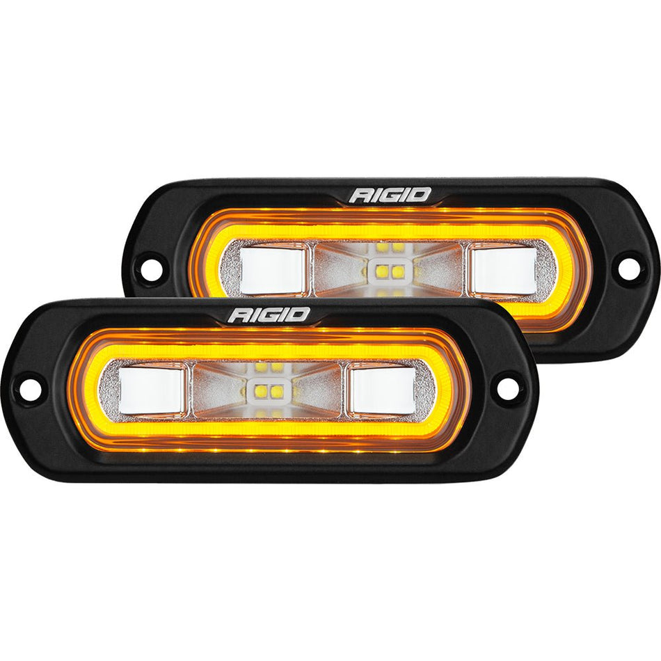 RIGID Industries SR - L Series Flush Mount Spreader Light - Black Housing - Amber Halo - Get Tight Gear
