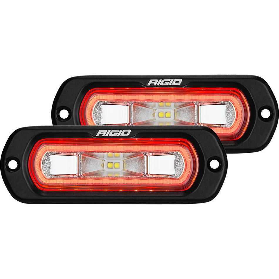 RIGID Industries SR - L Series Flush Mount Spreader Light - Black Housing - Red Halo - Get Tight Gear