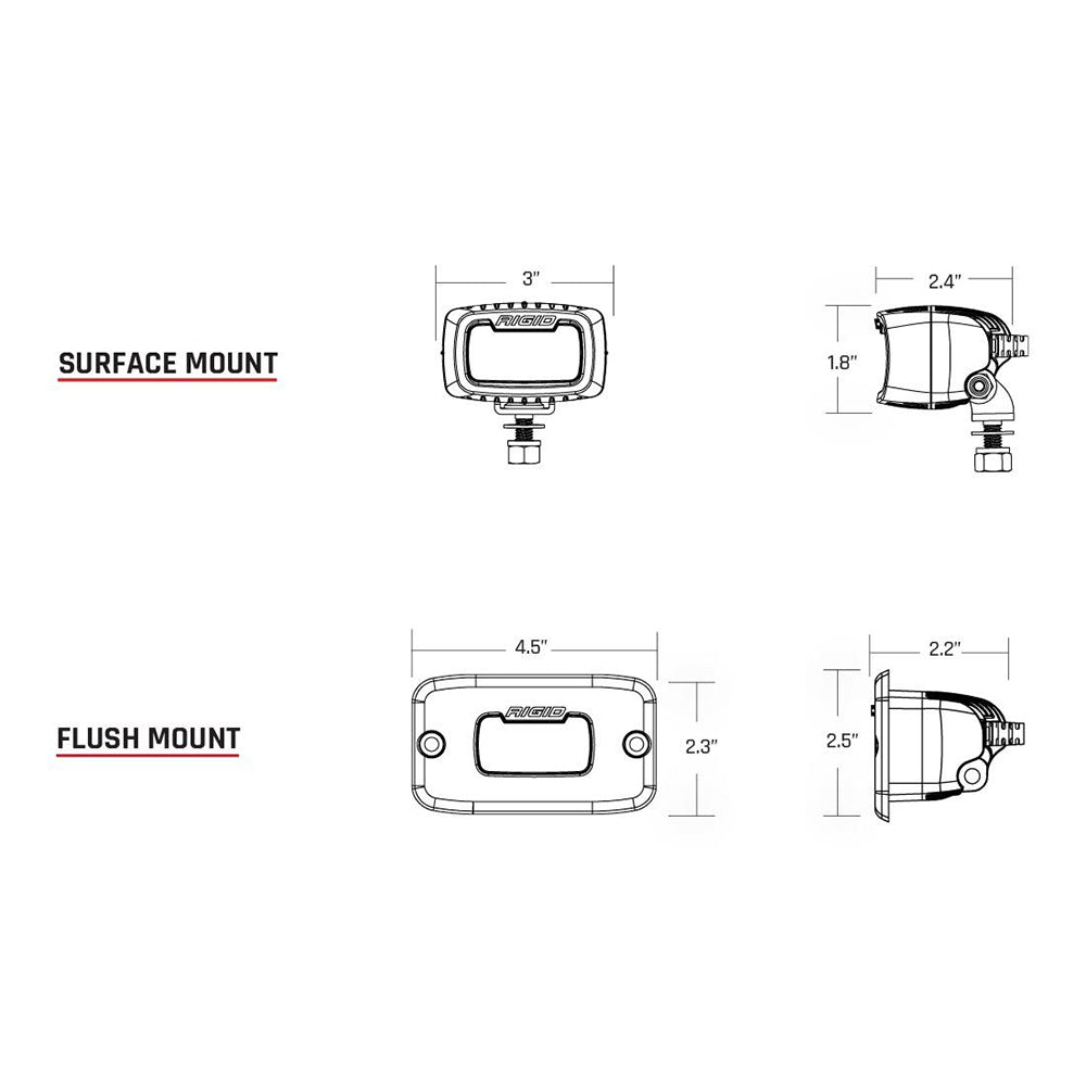 RIGID Industries SR - M Series Pro Diffused Flush Mount - Black - Get Tight Gear