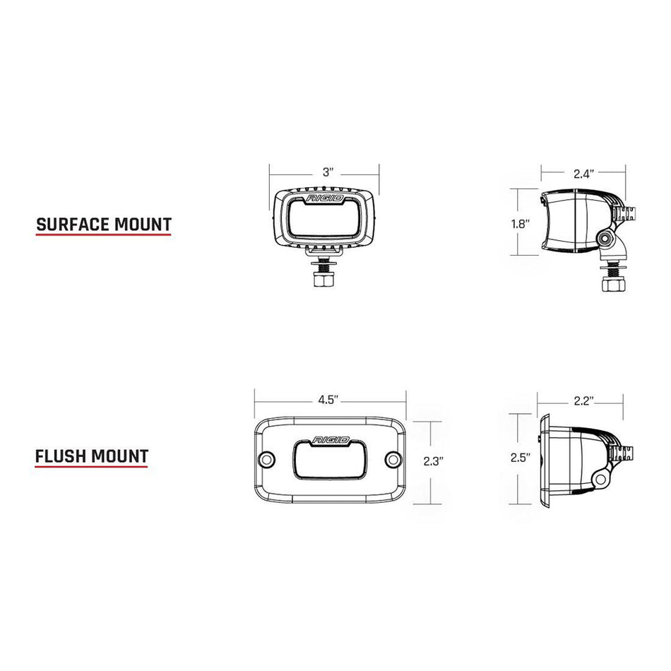 RIGID Industries SR - M Series Pro Diffused Flush Mount - Black - Get Tight Gear