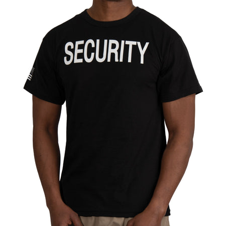 Rothco 2 - Sided Security T-Shirt with US Flag On Sleeve - Black Black Size 2XL - Get Tight Gear