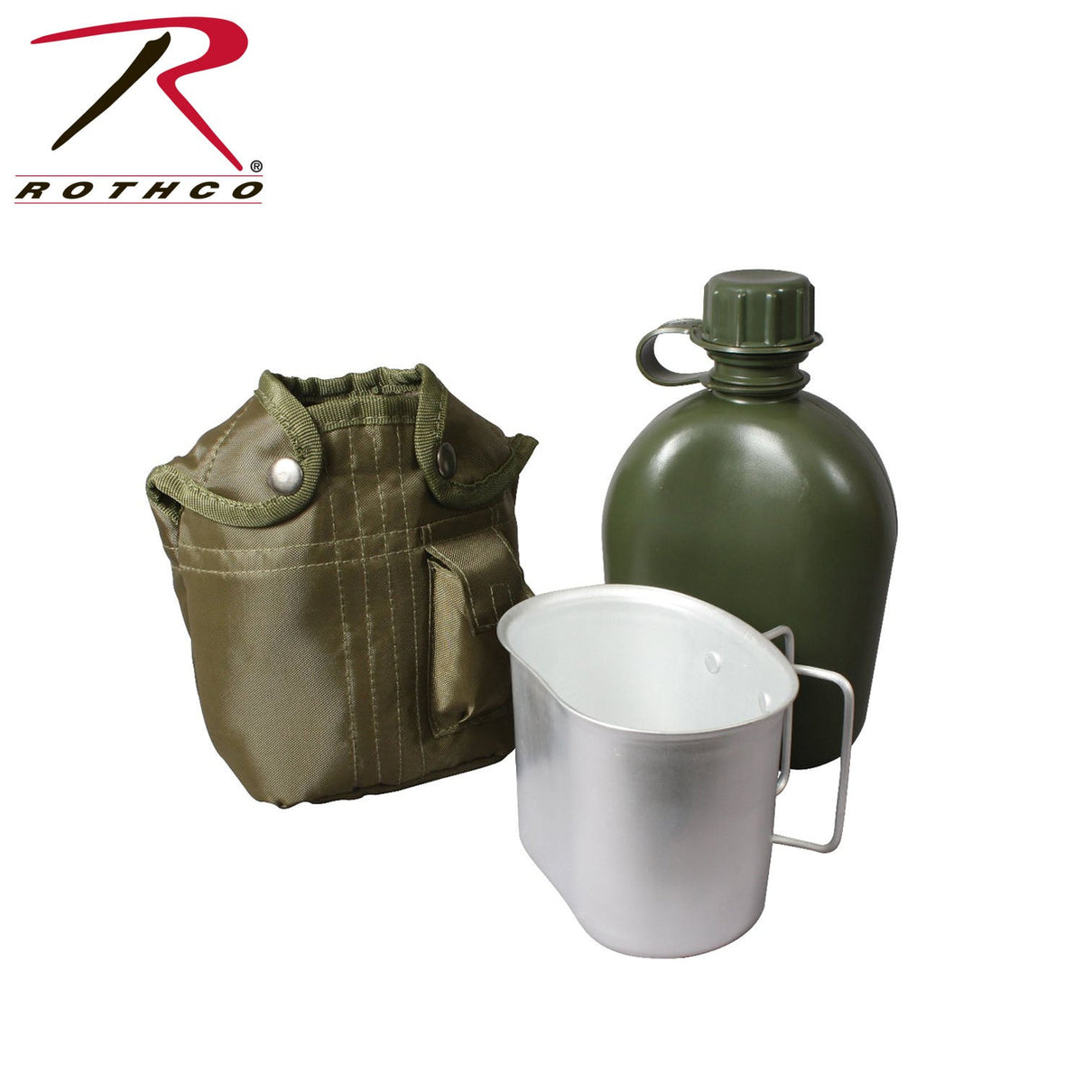 Rothco 3 Piece Canteen Kit With Cover & Aluminum Cup Olive Drab - Get Tight Gear