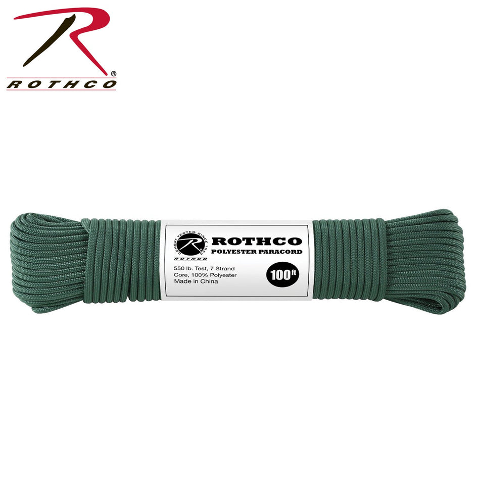 Rothco 550lb Type III Polyester Paracord Hunter Green Size 100' - Get Tight Gear