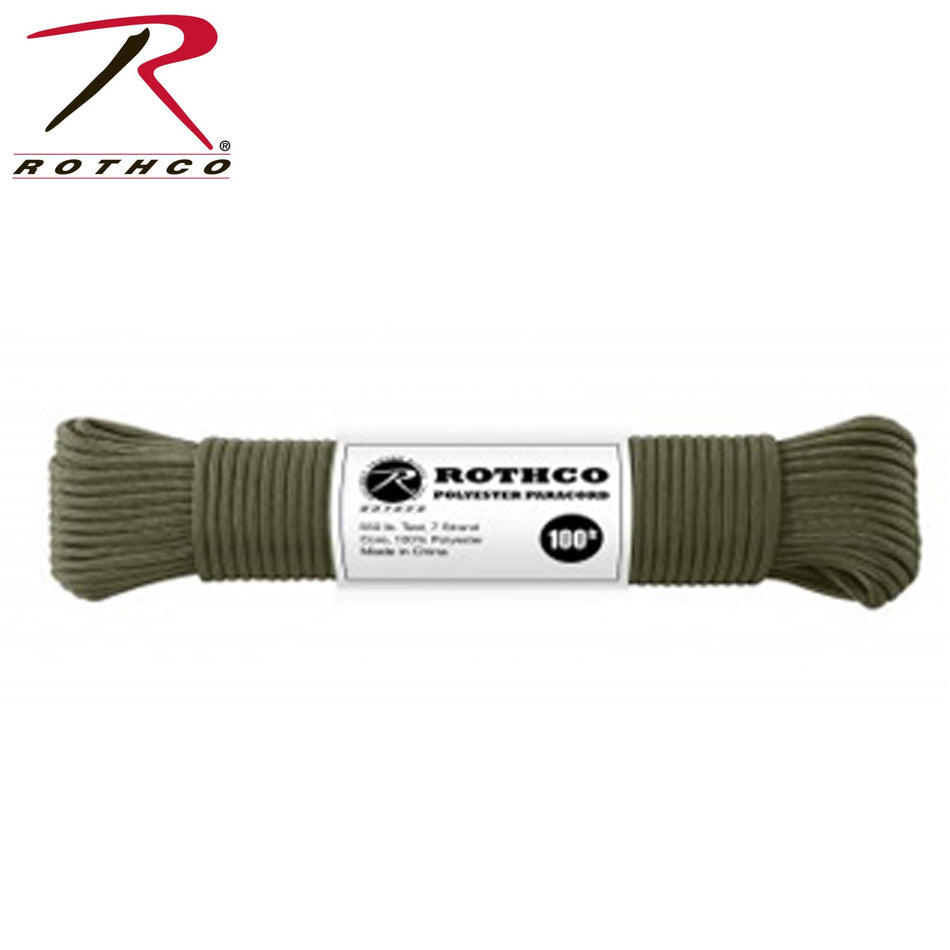 Rothco 550lb Type III Polyester Paracord Olive Drab Size 100' - Get Tight Gear