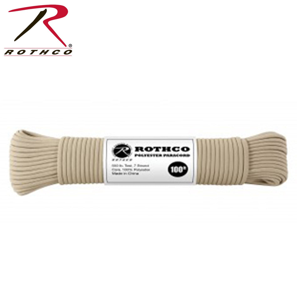 Rothco 550lb Type III Polyester Paracord Tan Size 100' - Get Tight Gear