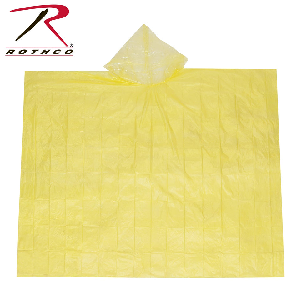 Rothco All Weather Emergency Poncho Yellow Size One Size - Get Tight Gear