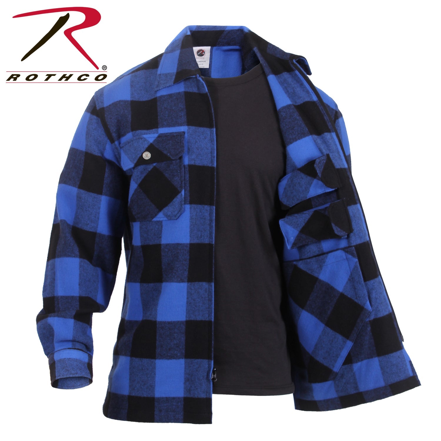 Rothco Concealed Carry Flannel Shirt Blue Plaid Size S - Get Tight Gear