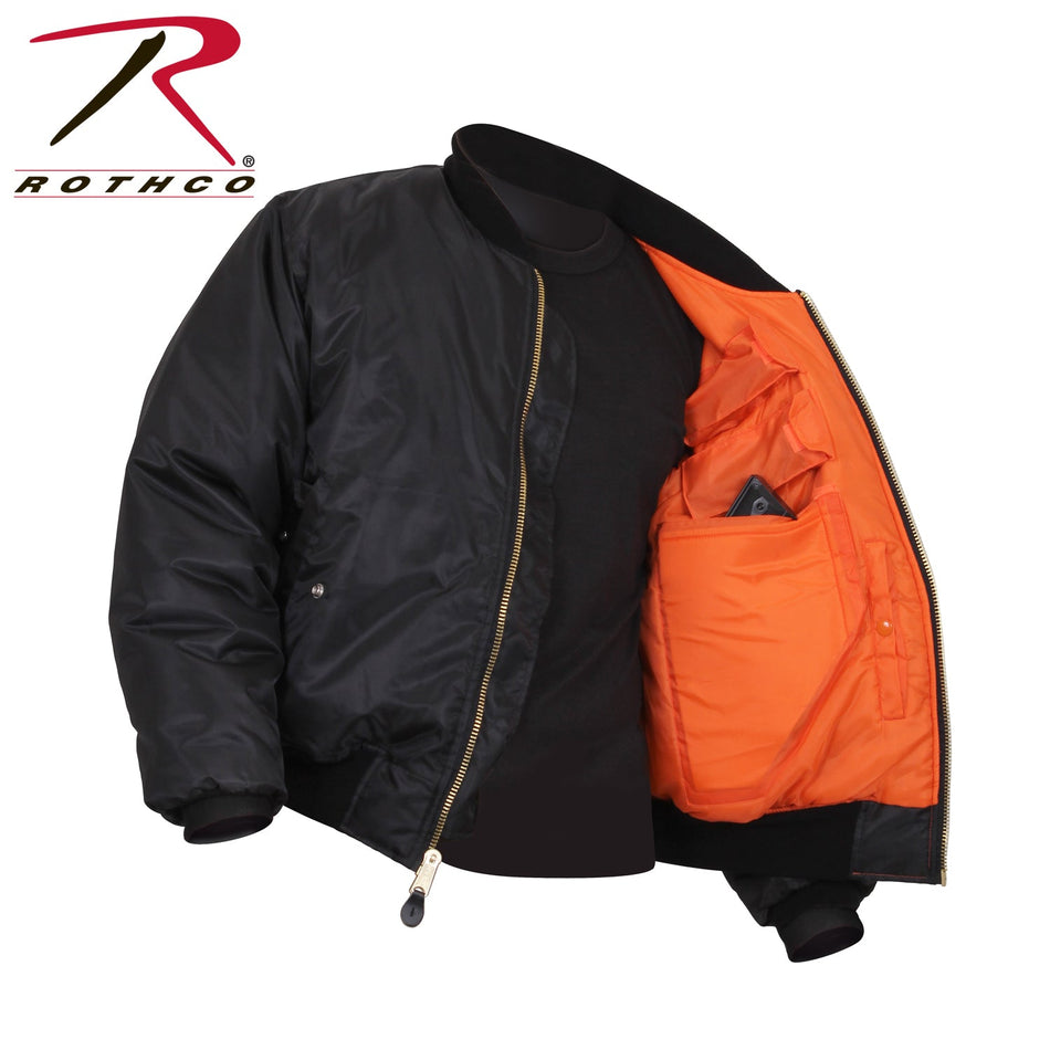 Rothco Concealed Carry MA - 1 Flight Jacket Black Size S - Get Tight Gear