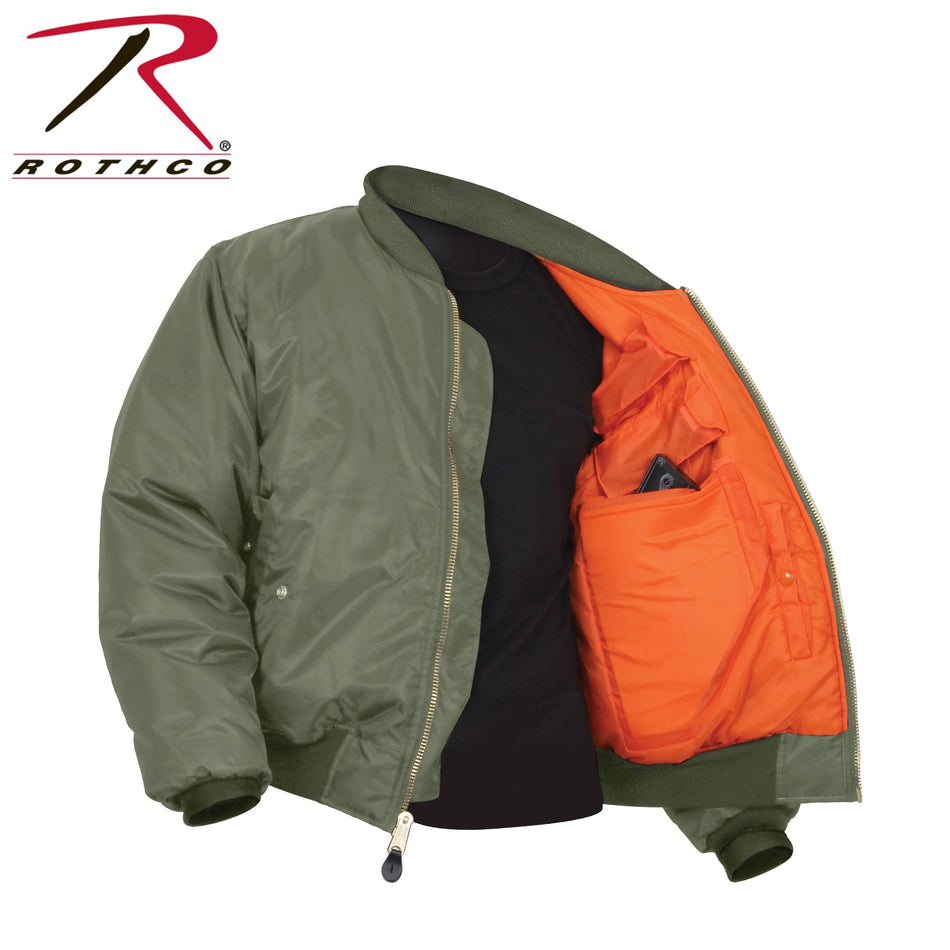 Rothco Concealed Carry MA - 1 Flight Jacket Sage Green Size M - Get Tight Gear