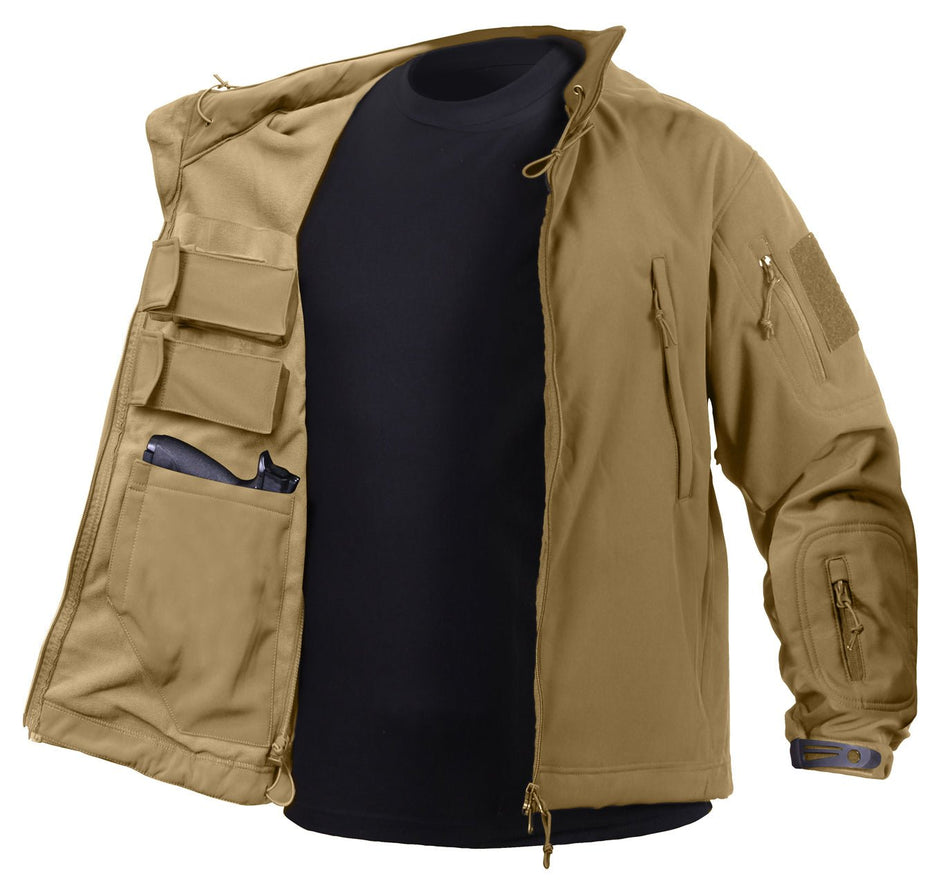 Rothco Concealed Carry Soft Shell Jacket Coyote Brown Size L - Get Tight Gear