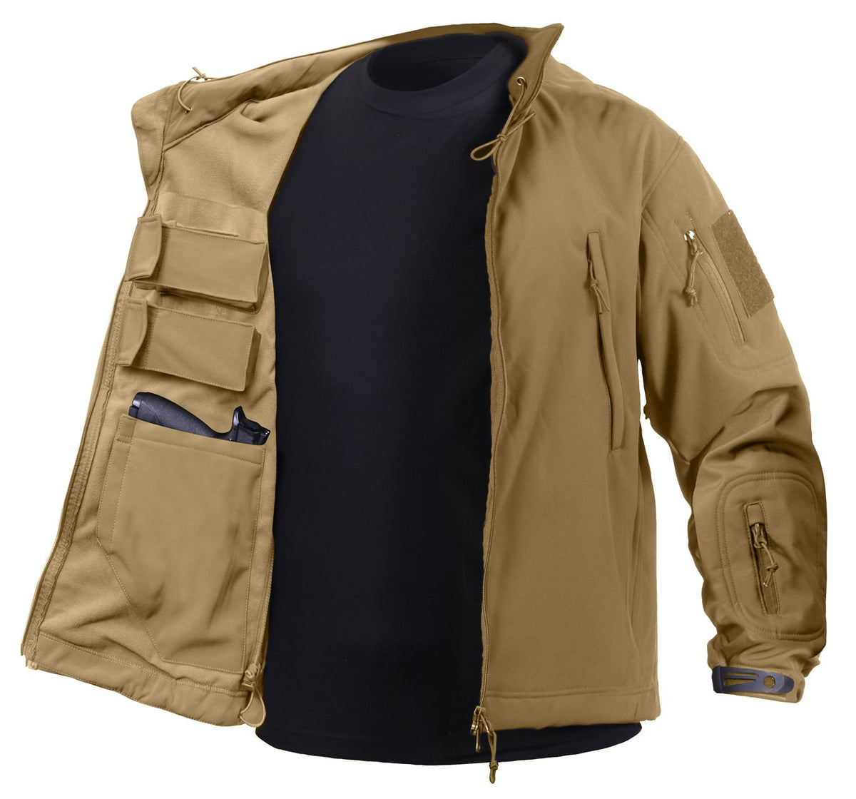 Rothco Concealed Carry Soft Shell Jacket Coyote Brown Size S - Get Tight Gear