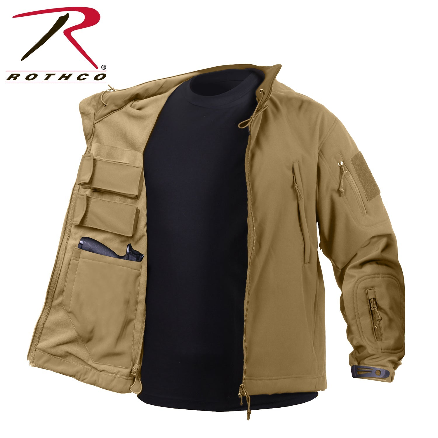 Rothco Concealed Carry Soft Shell Jacket Coyote Brown Size S - Get Tight Gear