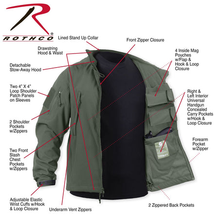 Rothco Concealed Carry Soft Shell Jacket Olive Drab Size 2XL - Get Tight Gear