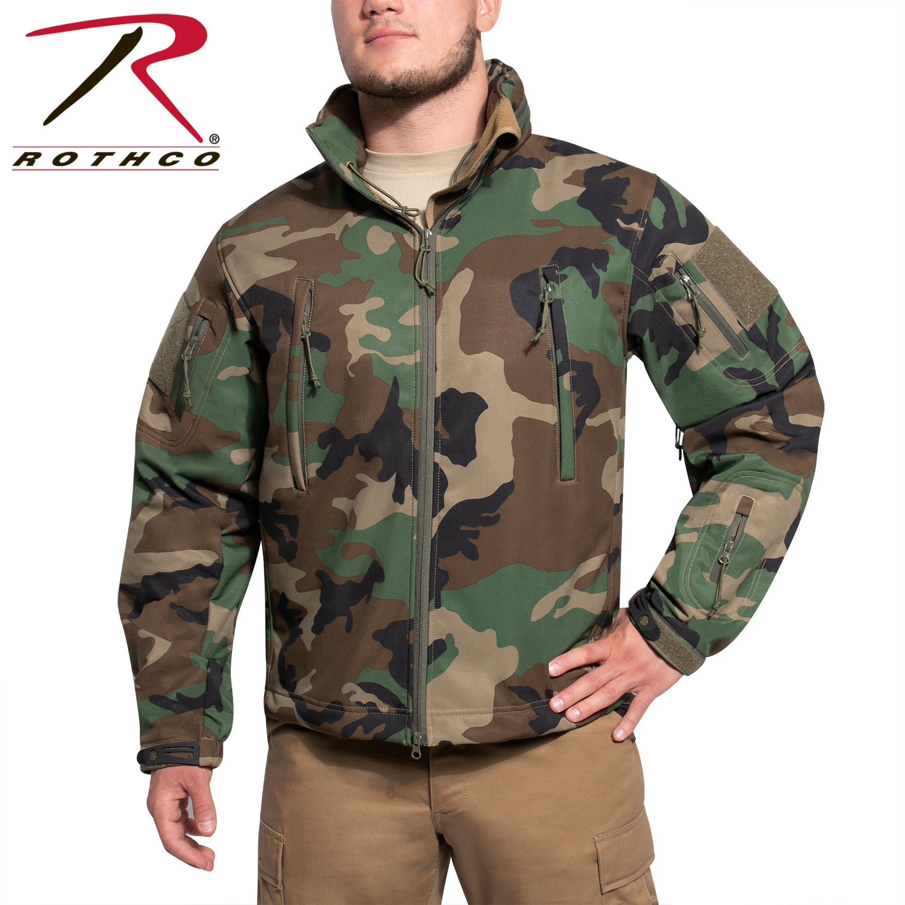 Rothco Concealed Carry Soft Shell Jacket Woodland Camo Size M - Get Tight Gear
