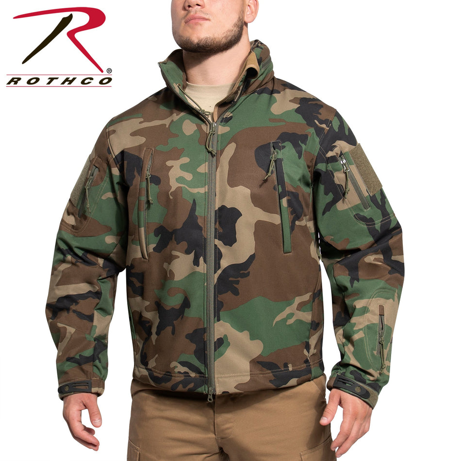 Rothco Concealed Carry Soft Shell Jacket Woodland Camo Size S - Get Tight Gear