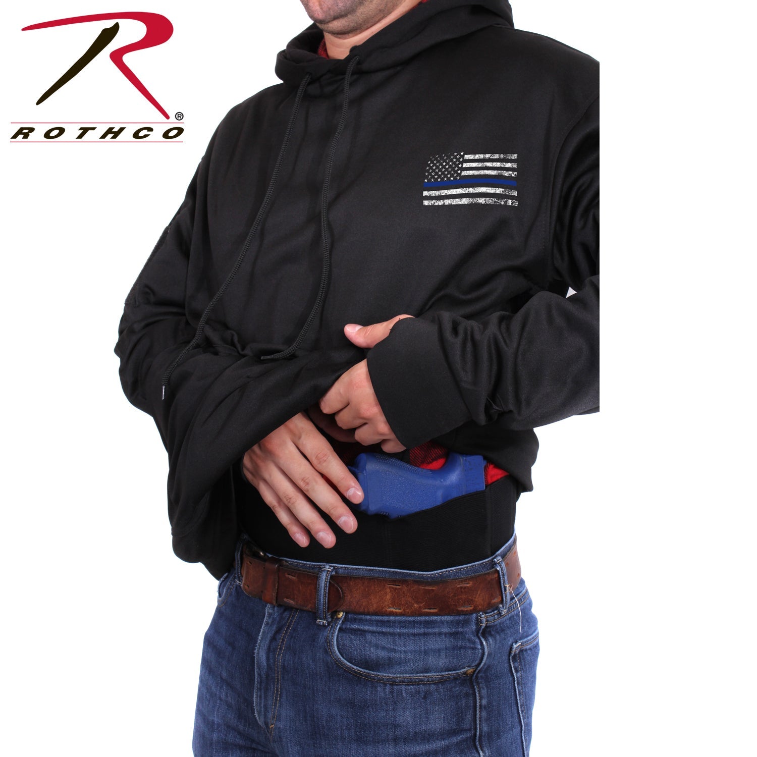 Rothco Concealed Carry Thin Blue Line Hoodie Black Size 3XL - Get Tight Gear