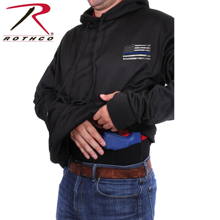 Rothco Concealed Carry Thin Blue Line Hoodie Black Size 3XL - Get Tight Gear