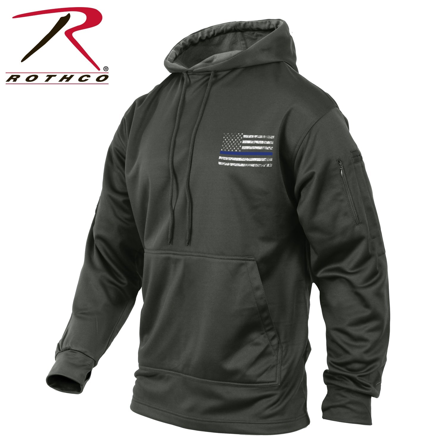 Rothco Concealed Carry Thin Blue Line Hoodie Gunmetal Grey Size 4XL - Get Tight Gear