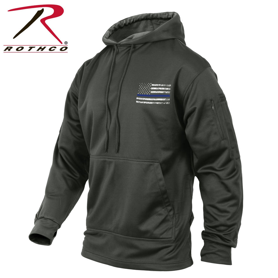 Rothco Concealed Carry Thin Blue Line Hoodie Gunmetal Grey Size M - Get Tight Gear