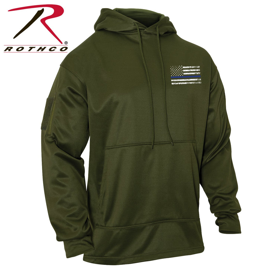 Rothco Concealed Carry Thin Blue Line Hoodie Olive Drab Size 2XL - Get Tight Gear
