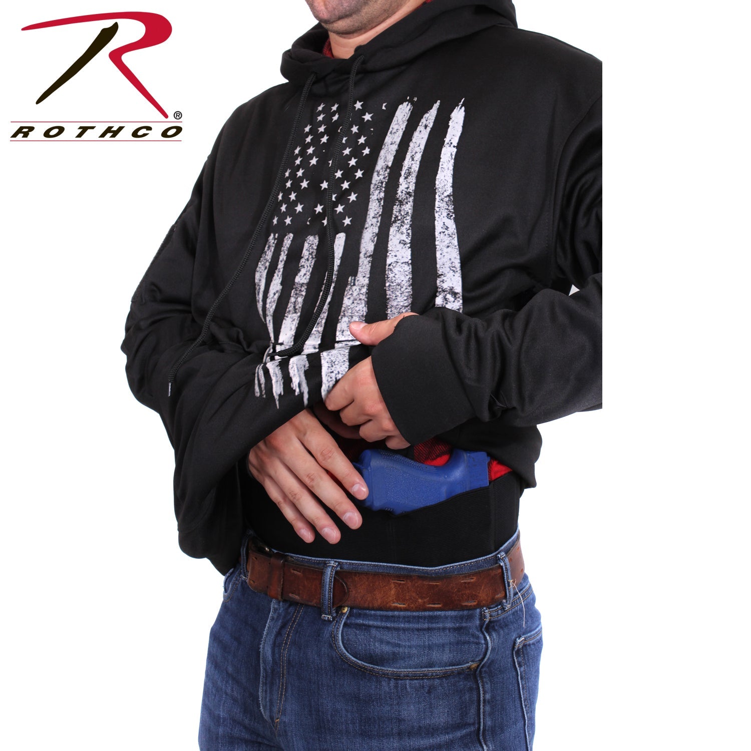 Rothco Concealed Carry U.S. Flag Hoodie Black Size 5XL - Get Tight Gear