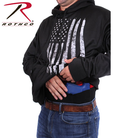 Rothco Concealed Carry U.S. Flag Hoodie Black Size XL - Get Tight Gear