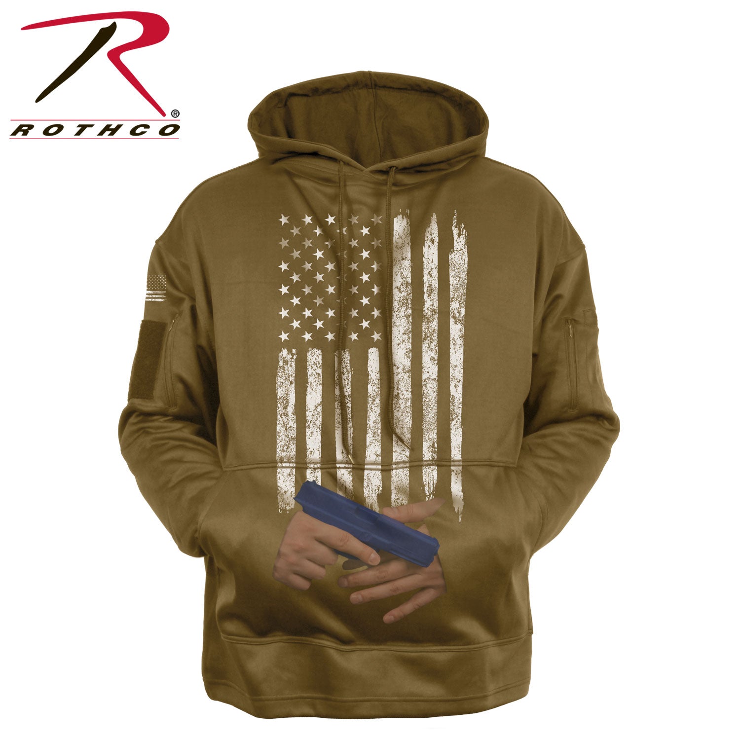 Rothco Concealed Carry U.S. Flag Hoodie Coyote Brown Size 4XL - Get Tight Gear