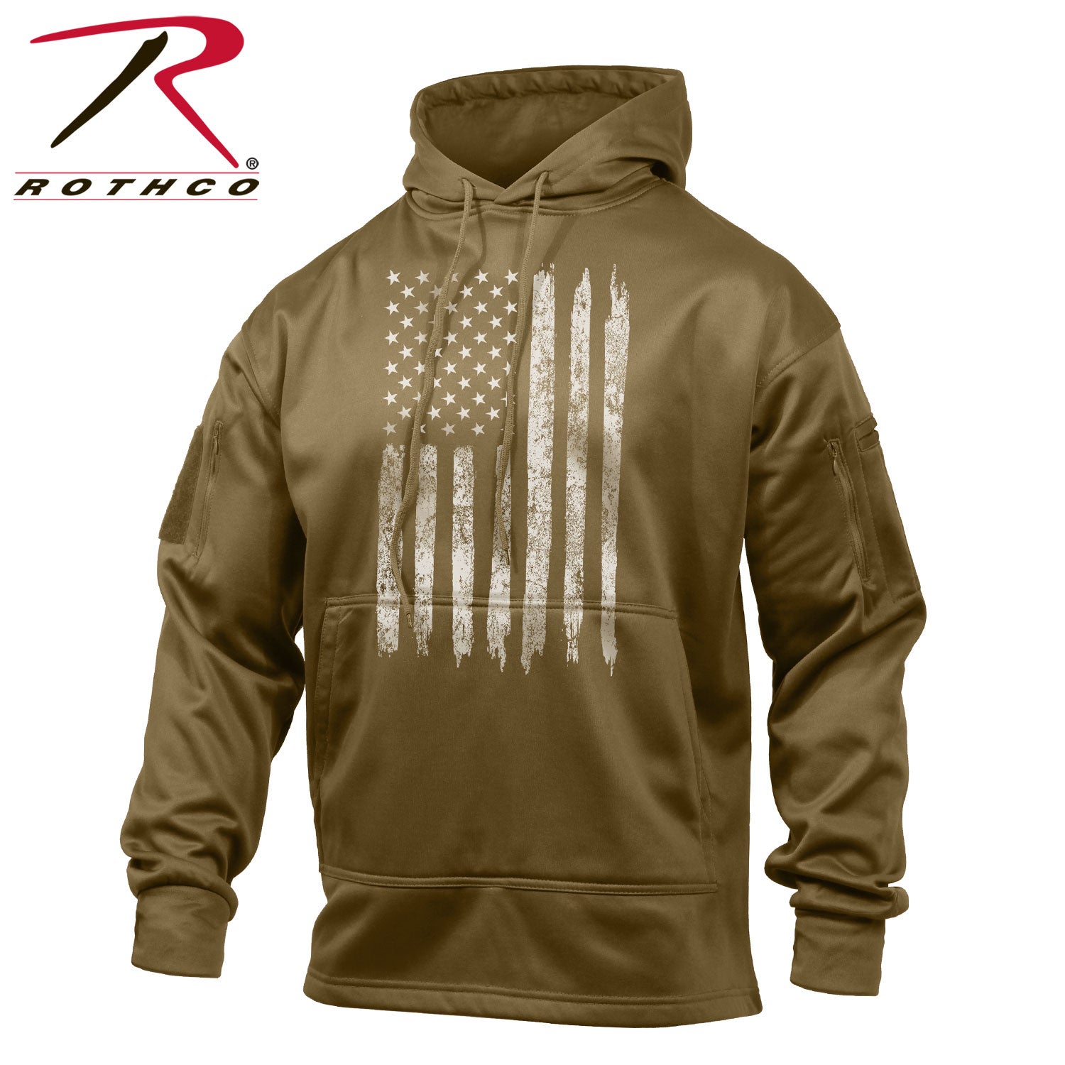 Rothco Concealed Carry U.S. Flag Hoodie Coyote Brown Size 4XL - Get Tight Gear