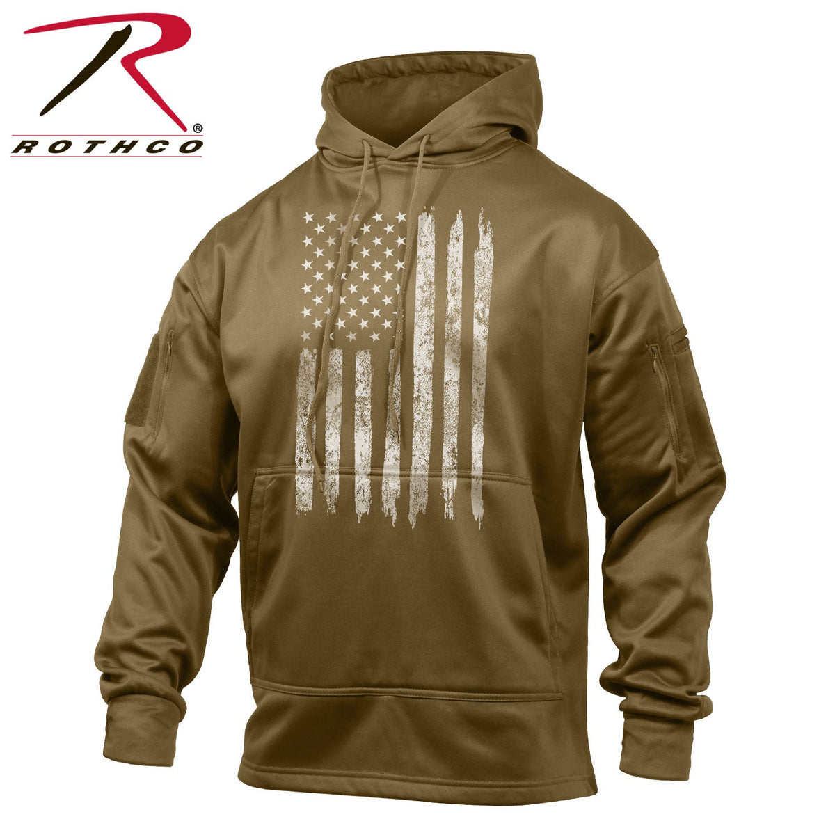 Rothco Concealed Carry U.S. Flag Hoodie Coyote Brown Size XL - Get Tight Gear