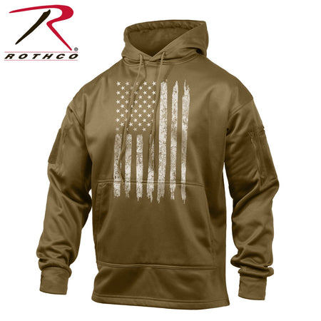 Rothco Concealed Carry U.S. Flag Hoodie Coyote Brown Size XL - Get Tight Gear