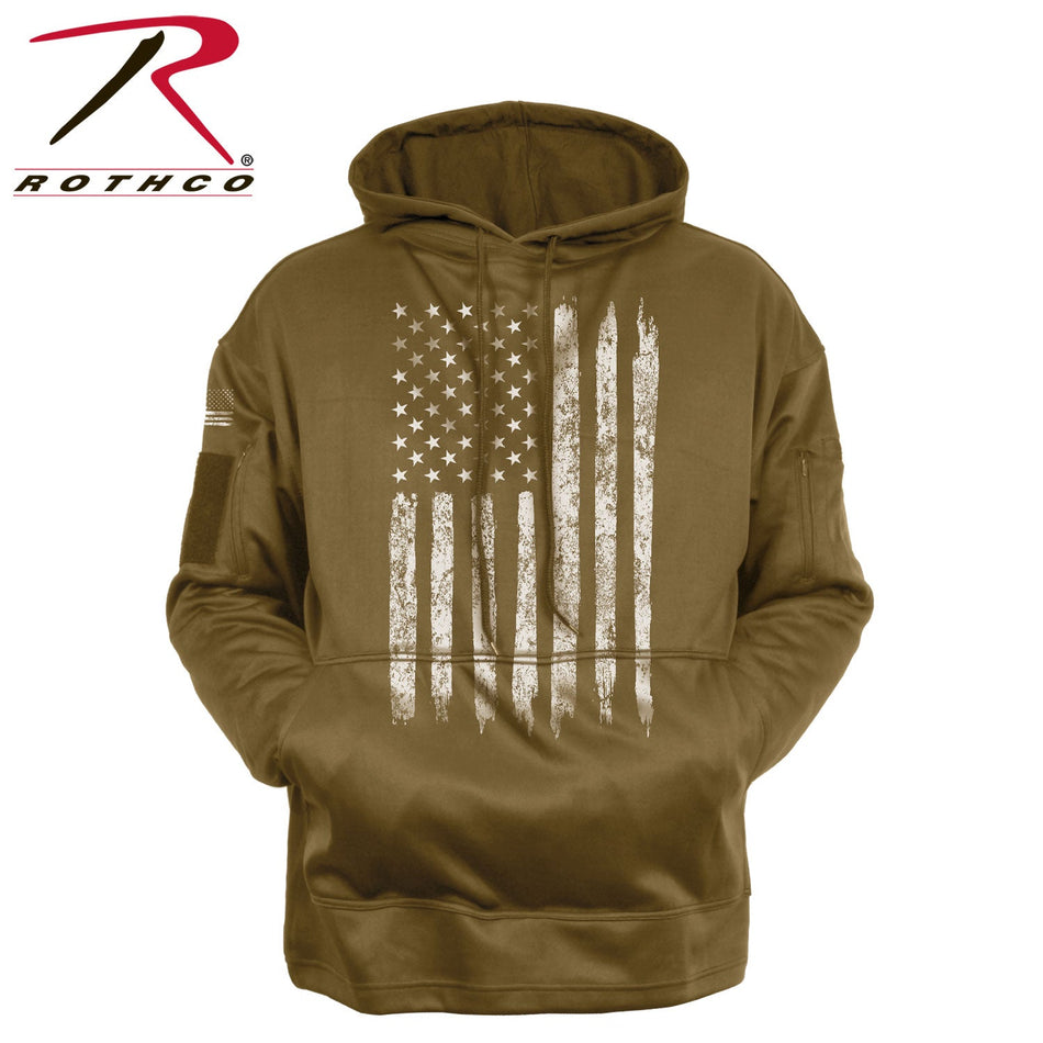 Rothco Concealed Carry U.S. Flag Hoodie Coyote Brown Size XL - Get Tight Gear