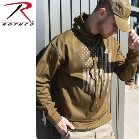 Rothco Concealed Carry U.S. Flag Hoodie Coyote Brown Size XL - Get Tight Gear