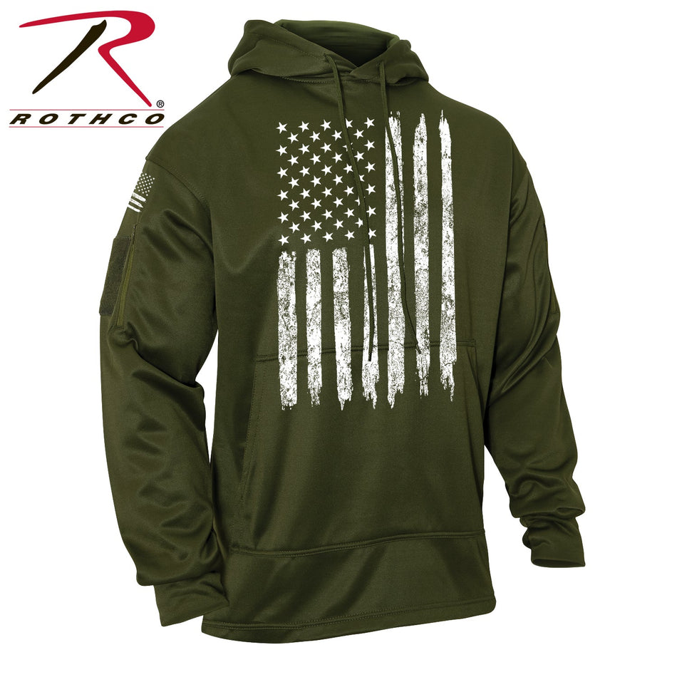 Rothco Concealed Carry U.S. Flag Hoodie Olive Drab Size 3XL - Get Tight Gear