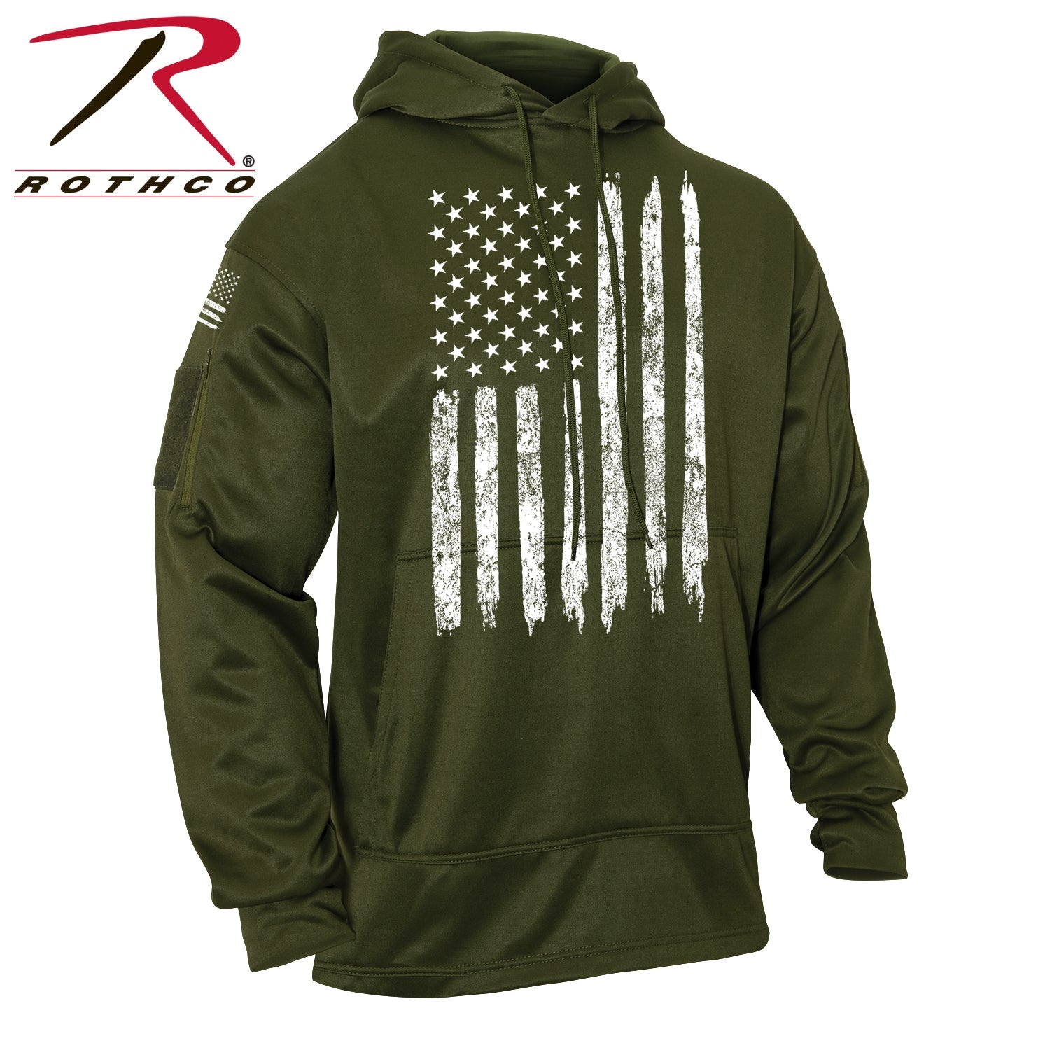 Rothco Concealed Carry U.S. Flag Hoodie Olive Drab Size M - Get Tight Gear
