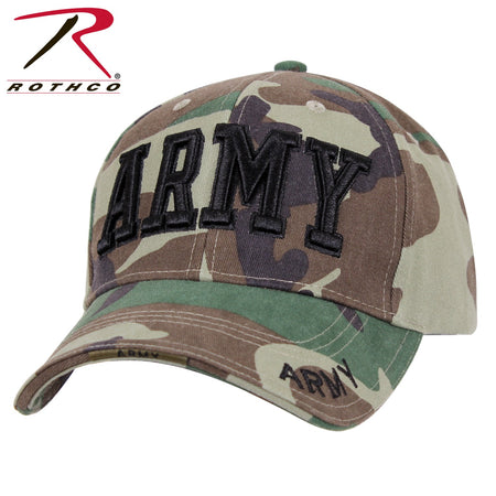 Rothco Deluxe Army Embroidered Low Profile Insignia Cap Woodland Camo Size One Size - Get Tight Gear