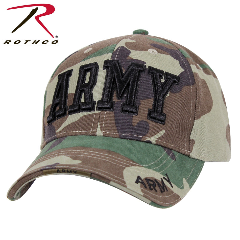 Rothco Deluxe Army Embroidered Low Profile Insignia Cap Woodland Camo Size One Size - Get Tight Gear