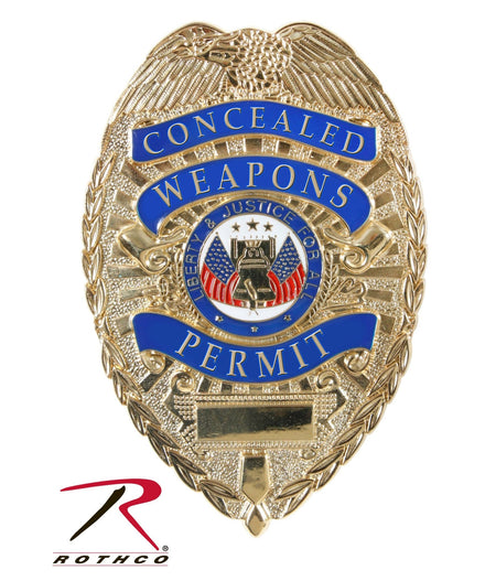 Rothco Deluxe "Concealed Weapons Permit" Badge Gold - Get Tight Gear