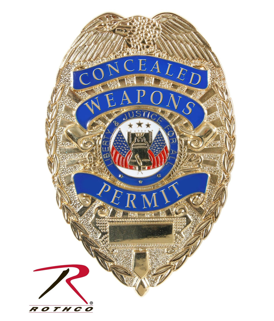 Rothco Deluxe "Concealed Weapons Permit" Badge Gold - Get Tight Gear