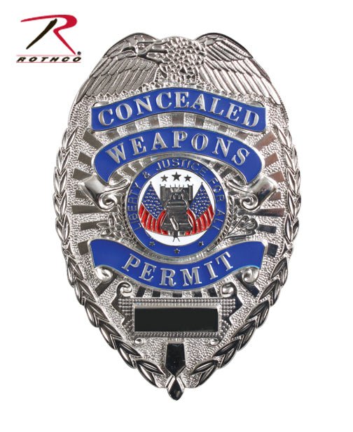 Rothco Deluxe "Concealed Weapons Permit" Badge Silver - Get Tight Gear