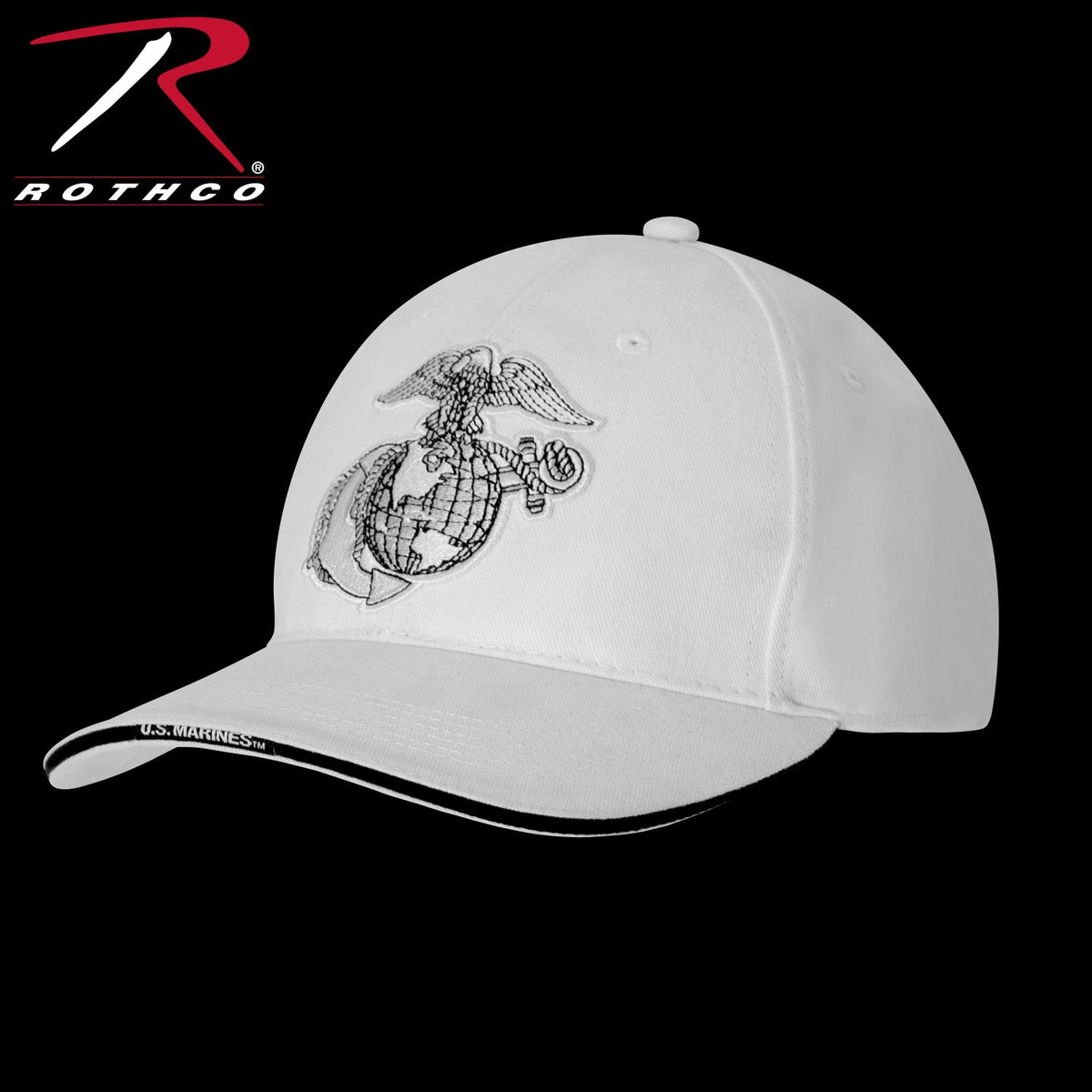 Rothco Deluxe Eagle, Globe & Anchor Low Profile Cap White Size One Size - Get Tight Gear
