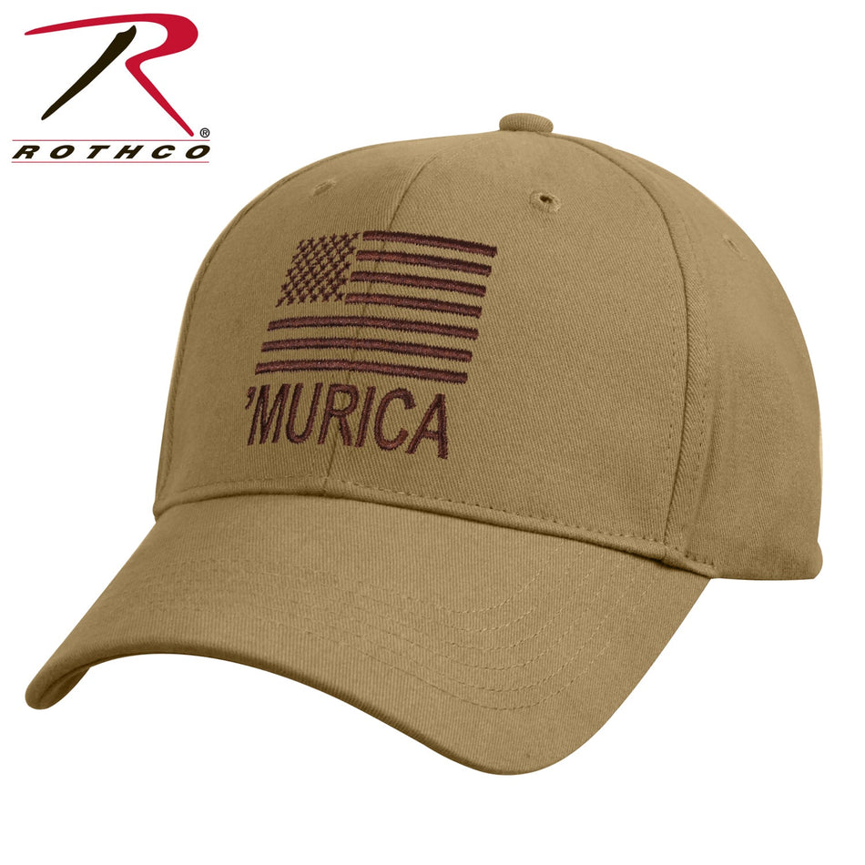Rothco Deluxe Murica Low Profile Cap Coyote Brown Size One Size - Get Tight Gear