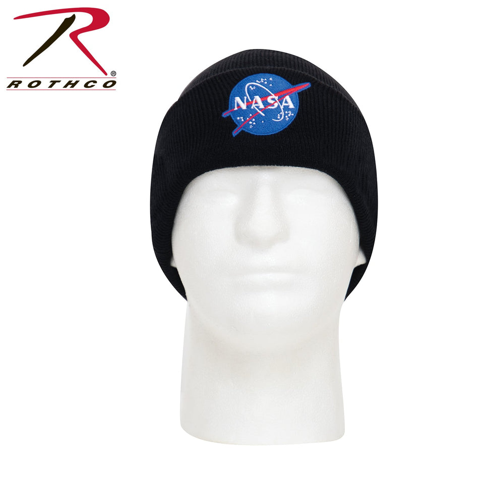 Rothco Deluxe NASA Meatball Logo Embroidered Watch Cap - Black Black Size One Size - Get Tight Gear