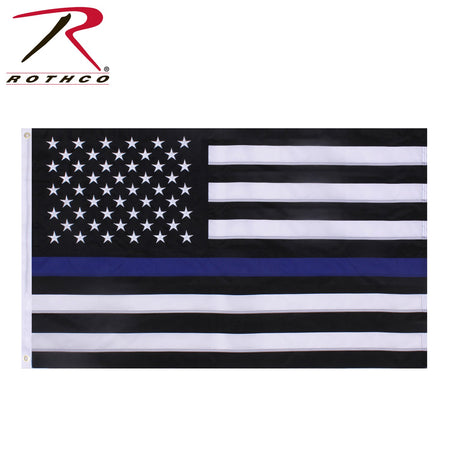 Rothco Deluxe Thin Blue Line Flag Black Size 5' x 8' - Get Tight Gear