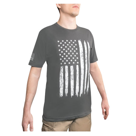 Rothco Distressed US Flag Athletic Fit T-Shirt Charcoal Grey Size XL - Get Tight Gear