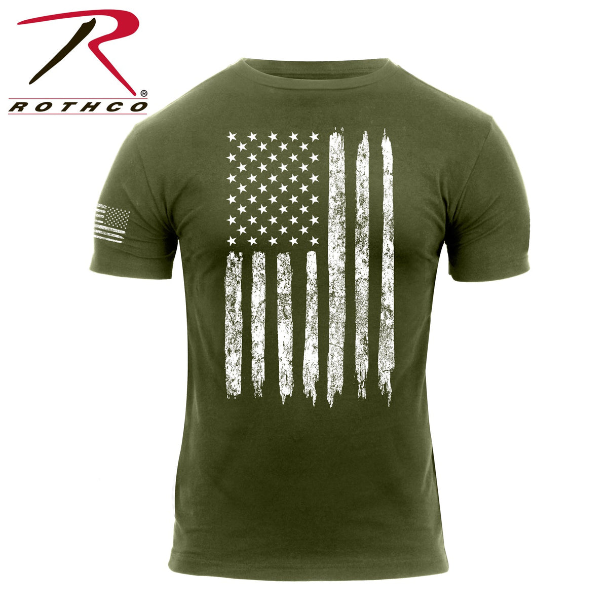 Rothco Distressed US Flag Athletic Fit T-Shirt Olive Drab Size M - Get Tight Gear