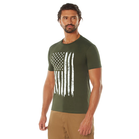 Rothco Distressed US Flag Athletic Fit T-Shirt Olive Drab Size M - Get Tight Gear