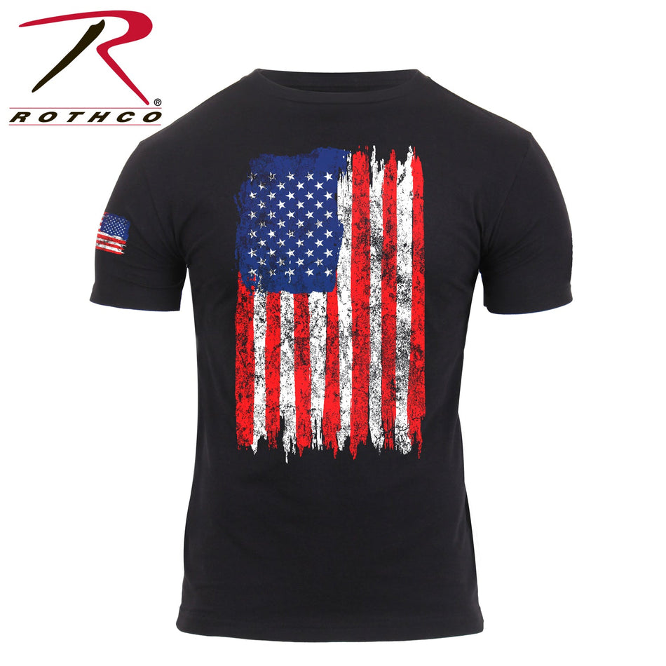 Rothco Distressed US Flag Athletic Fit T-Shirt Red / White / Blue Size XL - Get Tight Gear